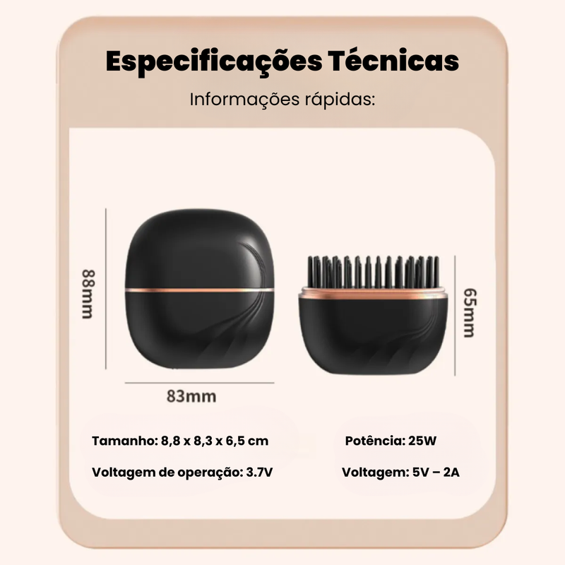 Mini Escova Modeladora Portátil - Efeito Liso de Salão em 30 Segundos