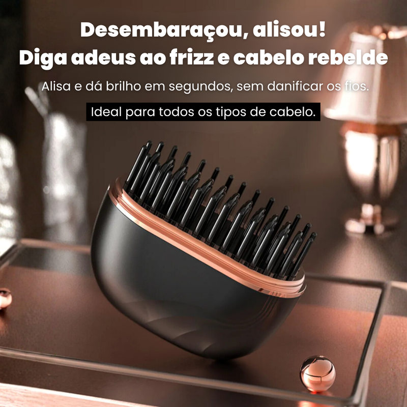 Mini Escova Modeladora Portátil - Efeito Liso de Salão em 30 Segundos