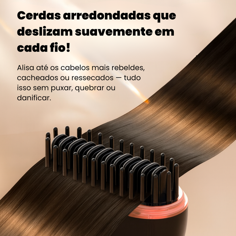 Mini Escova Modeladora Portátil - Efeito Liso de Salão em 30 Segundos