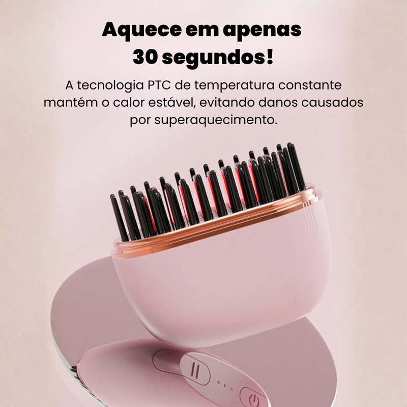 Mini Escova Modeladora Portátil - Efeito Liso de Salão em 30 Segundos
